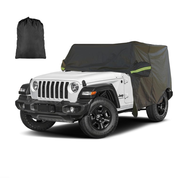 INSAUTO Waterproof Cab Cover for Jeep Wrangler 2-Door (1987-2025), All-Weather Sun, Rain & Snow Protection, UV Resistant, Windproof Outdoor Car Cover with Driver Door Zipper, Perfect for Top-Off Use - Image 1